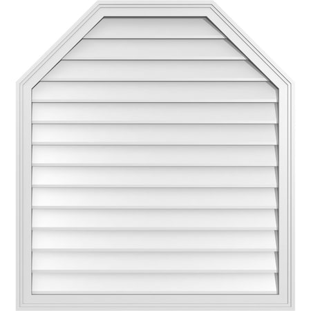 Ekena Millwork Octagonal Top Surface Mount PVC Gable Vent w/ 2"W x 1-1/2"P Brickmould Frame, 36"W x 40"H GVPOT36X4002SN